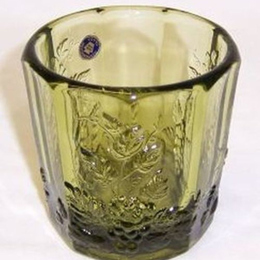 Westmoreland Glass Olive Green PANELED GRAPE 3 1/4 Inch Old Fashion Tumbler
